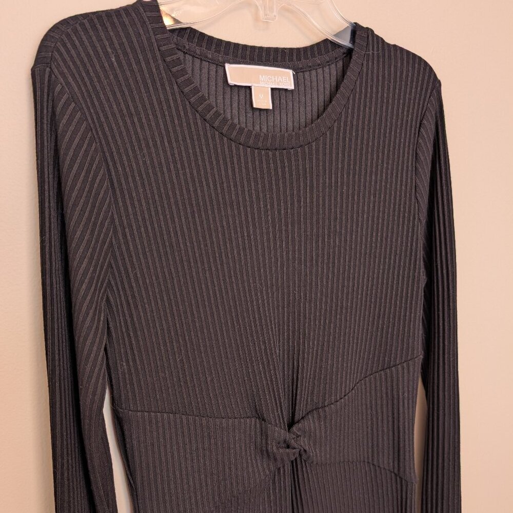 Michael Kors ribbed black long sleeve bodycon dress Medium EUC Y2K goth 90s